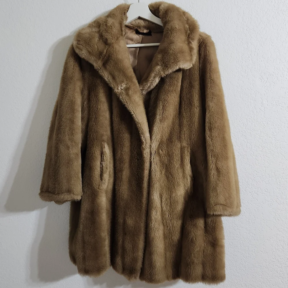 Tissavel France Vintage Faux Mink Fur Jacket Made In England Sz XL Excellent Con - Picture 2 of 16